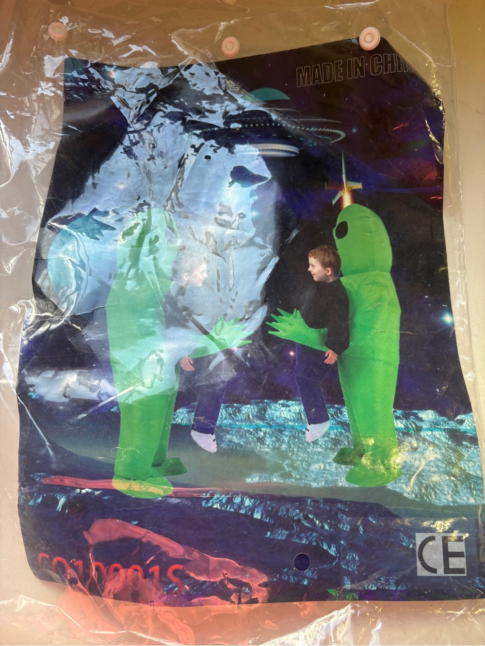 Kids Inflatable Green Alien Costume with Gloves